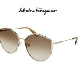 Salvatore Ferragamo Gold caramel Sunglasses women’s New w tags